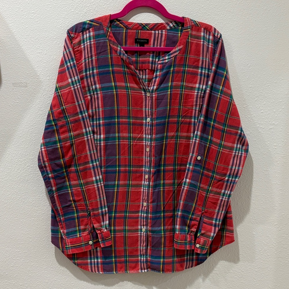 Talbot Red and Blue Plaid Flannel Shirt large